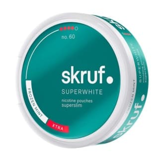 skruf skruf SUPERWHITE no 60 Frozen Mint Super Slim Extra Strong Extra Strong – nikotinpåsar