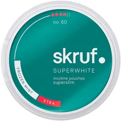 Skruf Skruf Superwhite No. 60 Frozen Mint Superslim Xtra Strong Strong – nikotinpåsar