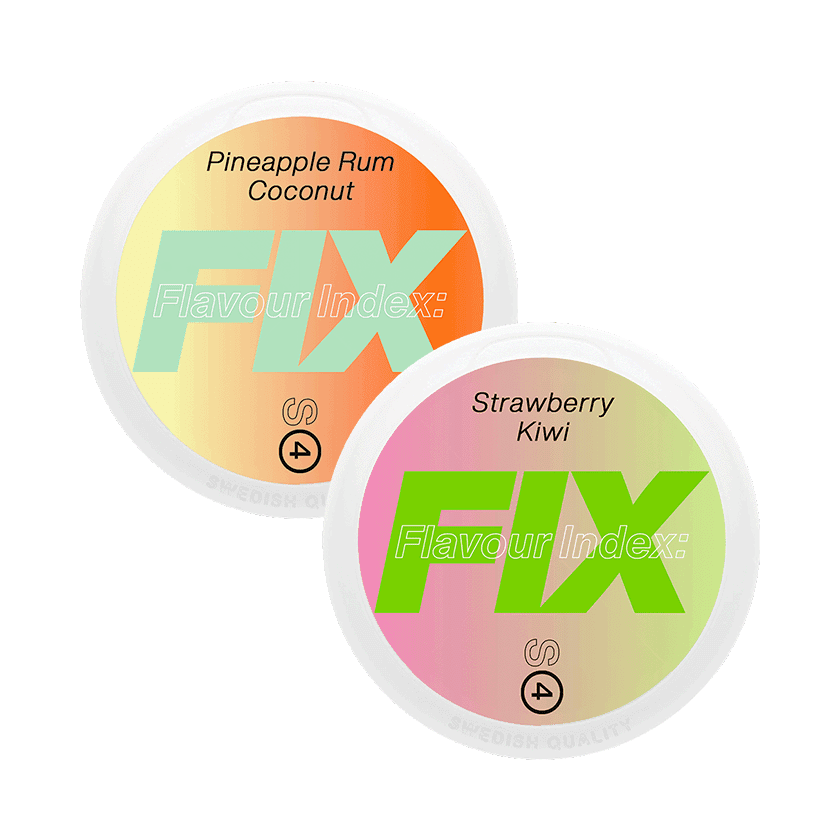 FIX FIX Mixpack Pineapple Rum Coconut & Strawberry Kiwi – nikotinpåsar