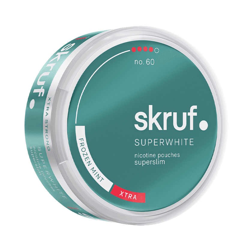 Skruf Super White Skruf Superwhite No.60 Frozen Mint Superslim Xtra Strong Strong – nikotinpåsar
