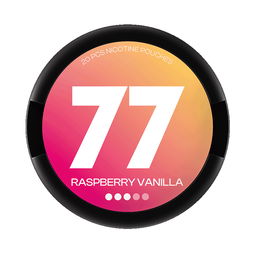 77 Nicotine Pouches 77 Nicotine Pouches Raspberry & Vanilla S3 Strong – nikotinpåsar